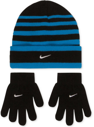 Nike Kids Set, Boys or Little Boys Cold-Weather Snow Stripe Hat and Gloves