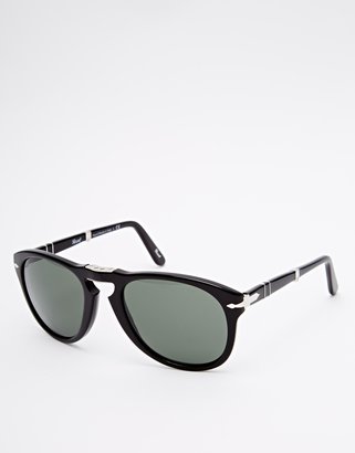 Persol Aviator Keyhole Foldable Sunglasses - Black