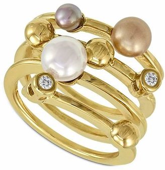 Majorica Endless Pearl Ring, 18k Gold over Sterling Silver Multicolor Organic Man Made Pearl Ring