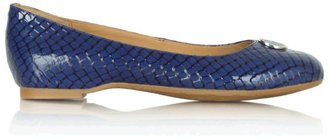 Armani Jeans Edelweiss Blue Leather Reptile Ballerina Pump
