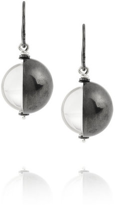 Bottega Veneta Antiqued sterling silver rock crystal earrings
