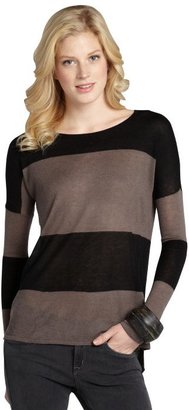 Line black and earth striped cashmere blend sweater