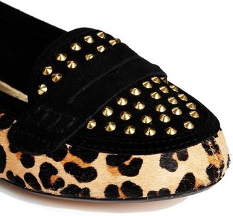 Ravel Mariah Leopard Print Leather Studded Detail Flat Shoes