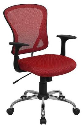 FlashFurniture Mid-Back Mesh Office Chair with Chrome Finished Base, Red