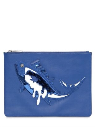 Kenzo Fish Patch Leather Pouch