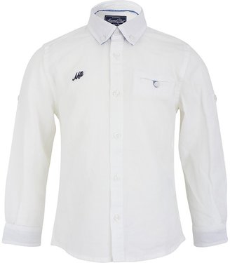 Mayoral White Linen Shirt with Polka Trim