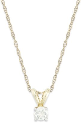 Macy's Round-Cut Diamond Pendant Necklace in 10k White or Yellow Gold (1/4 ct. t.w.)