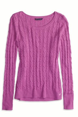 American Eagle Outfitters Radiant Orchid Factory Cable Knit Sweater