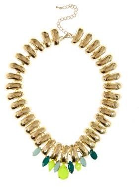 New Look Gold Jewelled Curved Chain Necklace