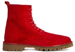 Park Lane Leather Chunky Lace Up Ankle Boots - Red