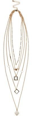 River Island Gold tone layered charm necklace