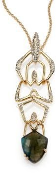 Alexis Bittar Miss Havisham Kinetic Labradorite & Crystal Geometric Pendant Necklace