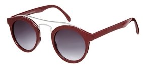 ASOS Round Sunglasses With Metal Bridge High Bar - Burgundy