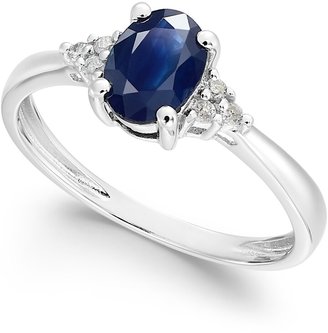 Macy's Sapphire (9/10 ct. t.w.) and Diamond Accent Ring in 14k White Gold (Also Available in Tanzanite, Emerald and Ruby) - Emerald/ Gold