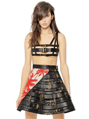 Fausto Puglisi Buckled Smooth Leather Bra Top