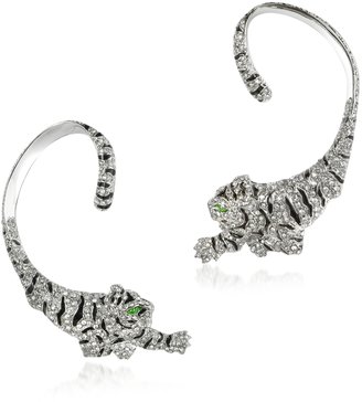 Roberto Cavalli Tiger Cuff Earrings w/Crystals