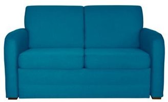 Debenhams Teal blue 'Apollo' sofa bed with dark wood feet