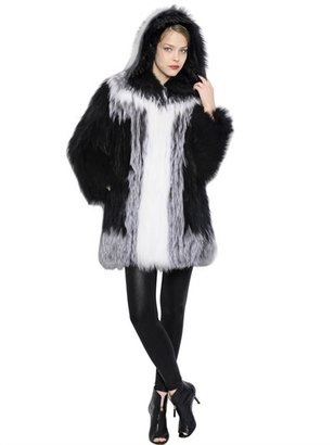 Rizal - Hooded Fox & Raccoon Fur Coat