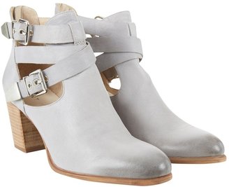 Mint Velvet Jessica Leather Block Heel Ankle Boots, Grey