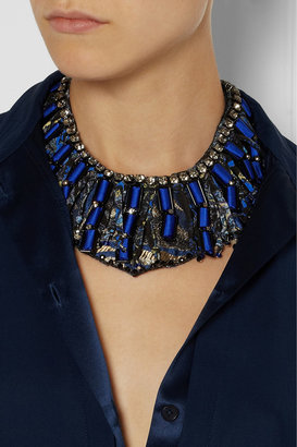 Etro Embroidered silk and crystal necklace