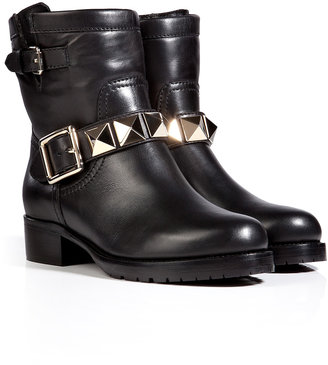 Valentino Leather Ankle Boots in Black