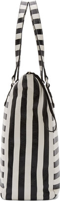 Marc by Marc Jacobs Black & White Striped Leather Take Me Tote