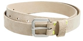 ASOS Suede Chino Belt with Colour Stitch - Beige