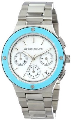 Kenneth Jay Lane Women's KJLANE-2136 Chronograph White Mother-Of-Pearl Dial Stainless Steel Watch