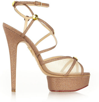 Charlotte Olympia Isadora metallic canvas and mesh sandals