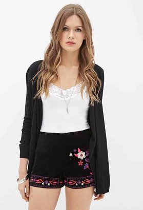 Forever 21 Contemporary Embroidered Faux Suede Shorts