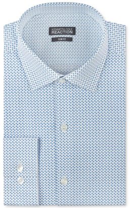 Kenneth Cole Reaction Slim-Fit Blue Headphone Print Dress Shirt
