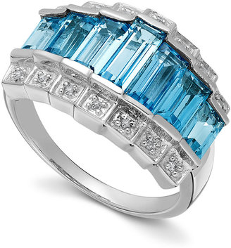 Macy's Sterling Silver Blue Topaz (3-3/8 ct. t.w.) and Diamond Accent Arch Ring
