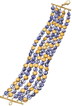 Catherine Weitzman Gold and Iolite Five Strand Mixed Coin Bracelet