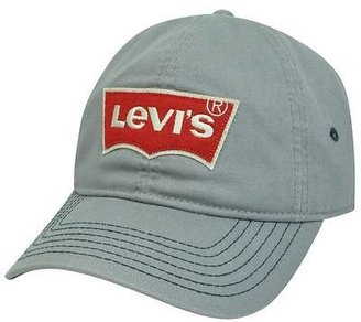 Levi's Levis Famous Denim Applique Logo Garment Wash Snap Buckle Light Grey Hat Cap