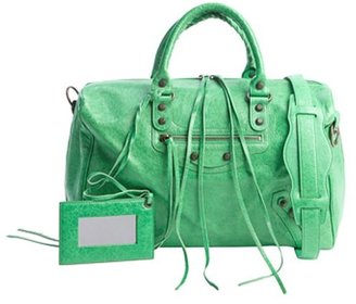 Balenciaga green leather medium 'Classic Polly Boston' bag