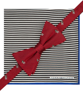 Tommy Hilfiger Morgan Bow Tie & Stripe Pocket Square Set