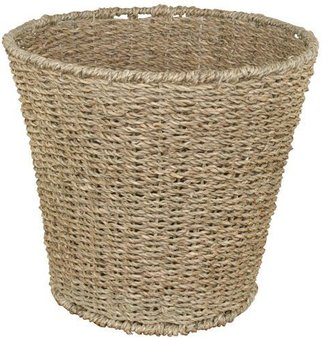 JVL Natural Round Seagrass Waste Paper Basket Bin - 28 x 25 cm