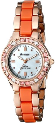 Armitron Women's 75/3689MPRGCO Peach Swarovski Crystal Accented Rose Gold-Tone and Coral Bracelet Watch