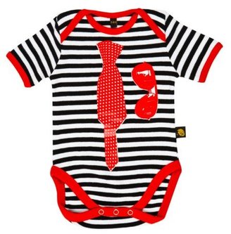 Rockabye Baby Rockabye-Unisex Baby Tie Romper Short Sleeve BodySuit (Black/White)