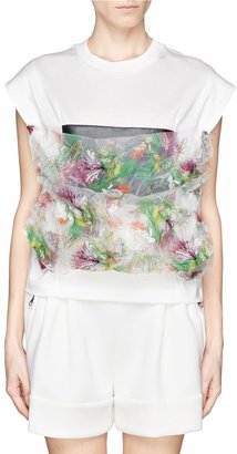 TOGA ARCHIVES Floral print sheer drape jersey top