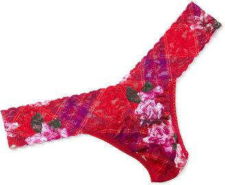Hanky Panky Blooming Plaid Low-Rise Thong, Red