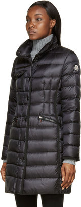 Moncler Black Nylon Matte Hermine Coat
