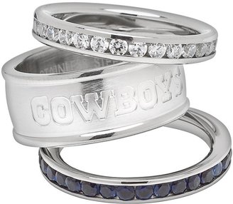 Dallas cowboys stainless steel crystal stack ring set