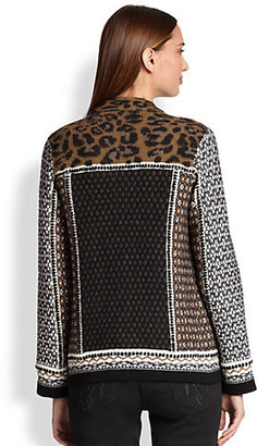 Etro Multi-Print Jacquard Leopard Sweater-Jacket