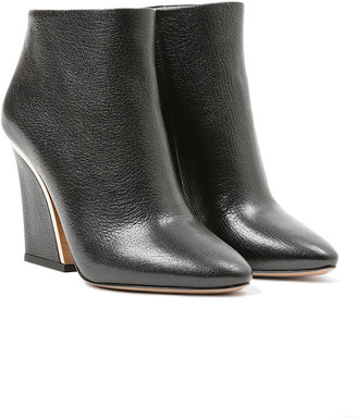 Chloé Textured Leather Ankle Boots with Gold Inset