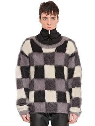 McQ Checked Brushed Mohair & Silk Sweater