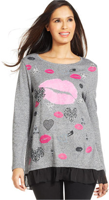 Style&Co. Petite Multi-Heart Layered-Look Top
