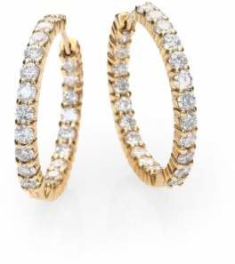 Roberto Coin Diamond & 18K Gold Inside-Outside Hoop Earrings/1"