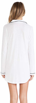 Only Hearts Organic Cotton Piped Button Front Night Shirt