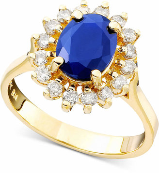 Effy Royalty Inspired by Sapphire (1-9/10 ct. t.w.) and Diamond (1/2 ct. t.w.) Oval Ring in 14k Gold, Created for Macy's